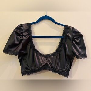 Urban Outfitters Out From Under Black Lace Accent Bra Bustier Crop Top Shirt